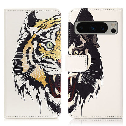 Leather Phone Case for Google Pixel 8 Pro , Stand Wallet Pattern Printing Phone Cover Shell