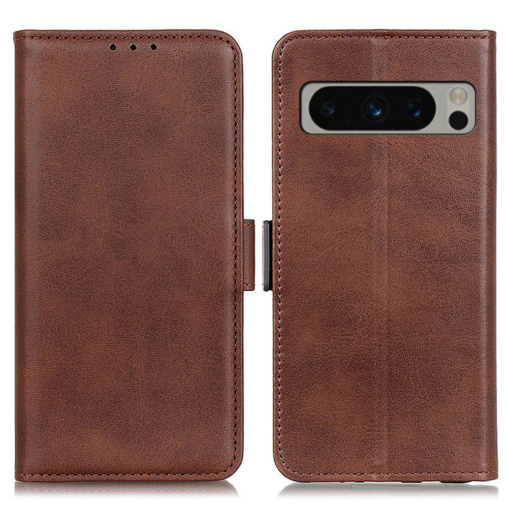 For Google Pixel 8 Pro Protective Wallet Case Cowhide Texture Leather Stand Shockproof Phone Cover