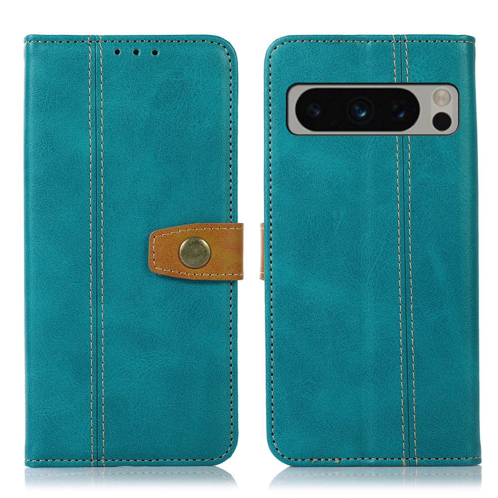 Cell Phone Cover for Google Pixel 8 Pro PU Leather Calf Texture Wallet Stand Flip Phone Case