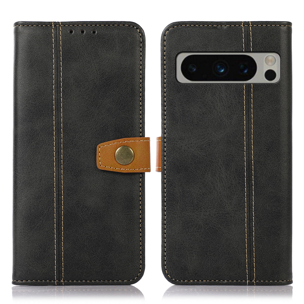 Cell Phone Cover for Google Pixel 8 Pro PU Leather Calf Texture Wallet Stand Flip Phone Case