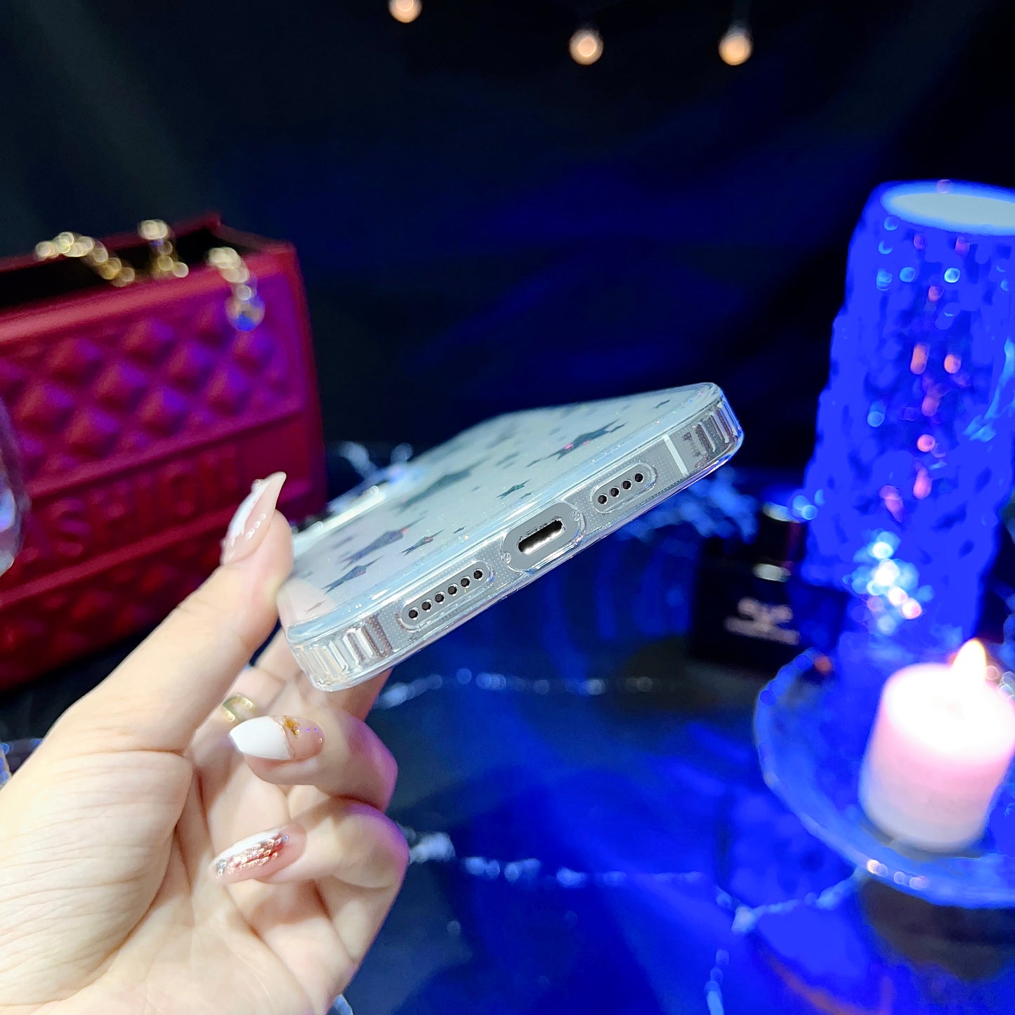 For iPhone 14 Pro Max PC+TPU Cell Phone Case Glitter Powder IMD Phone Cover