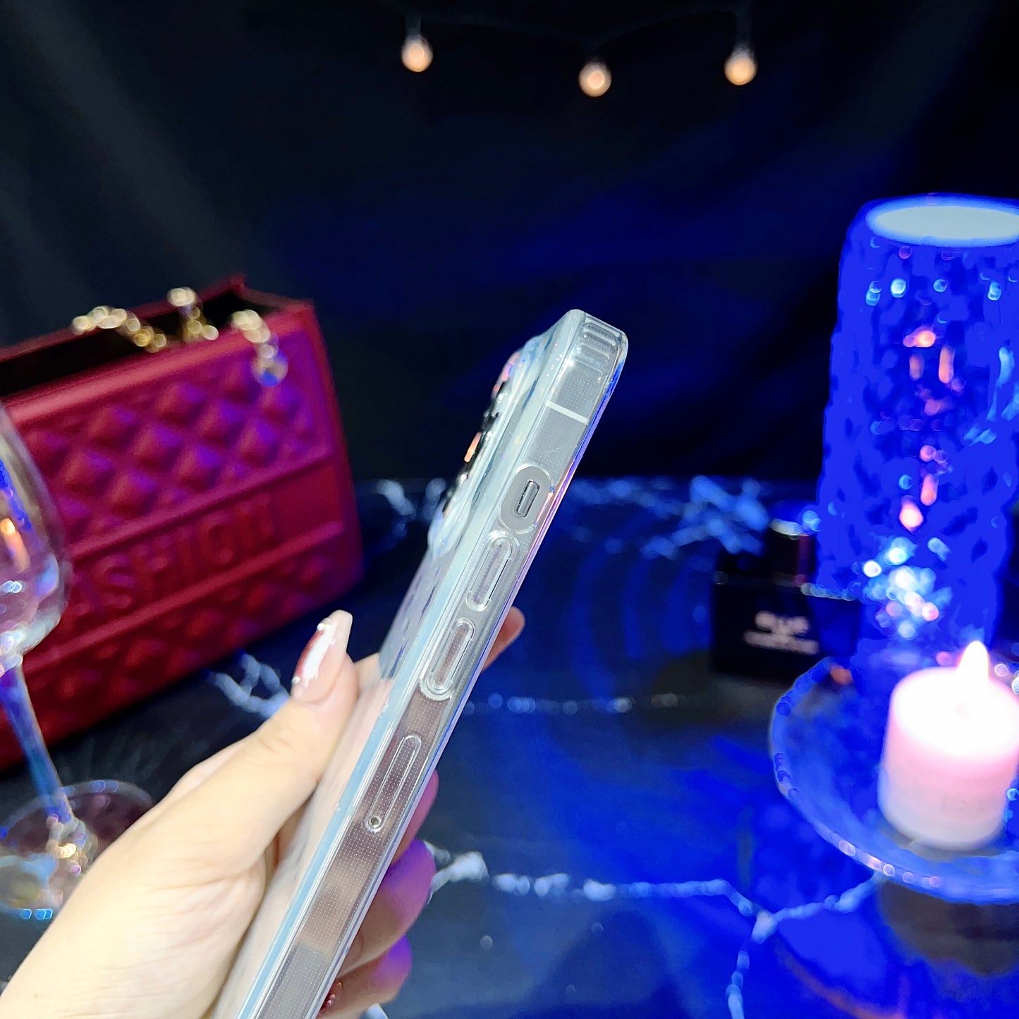 For iPhone 14 Pro Max PC+TPU Cell Phone Case Glitter Powder IMD Phone Cover