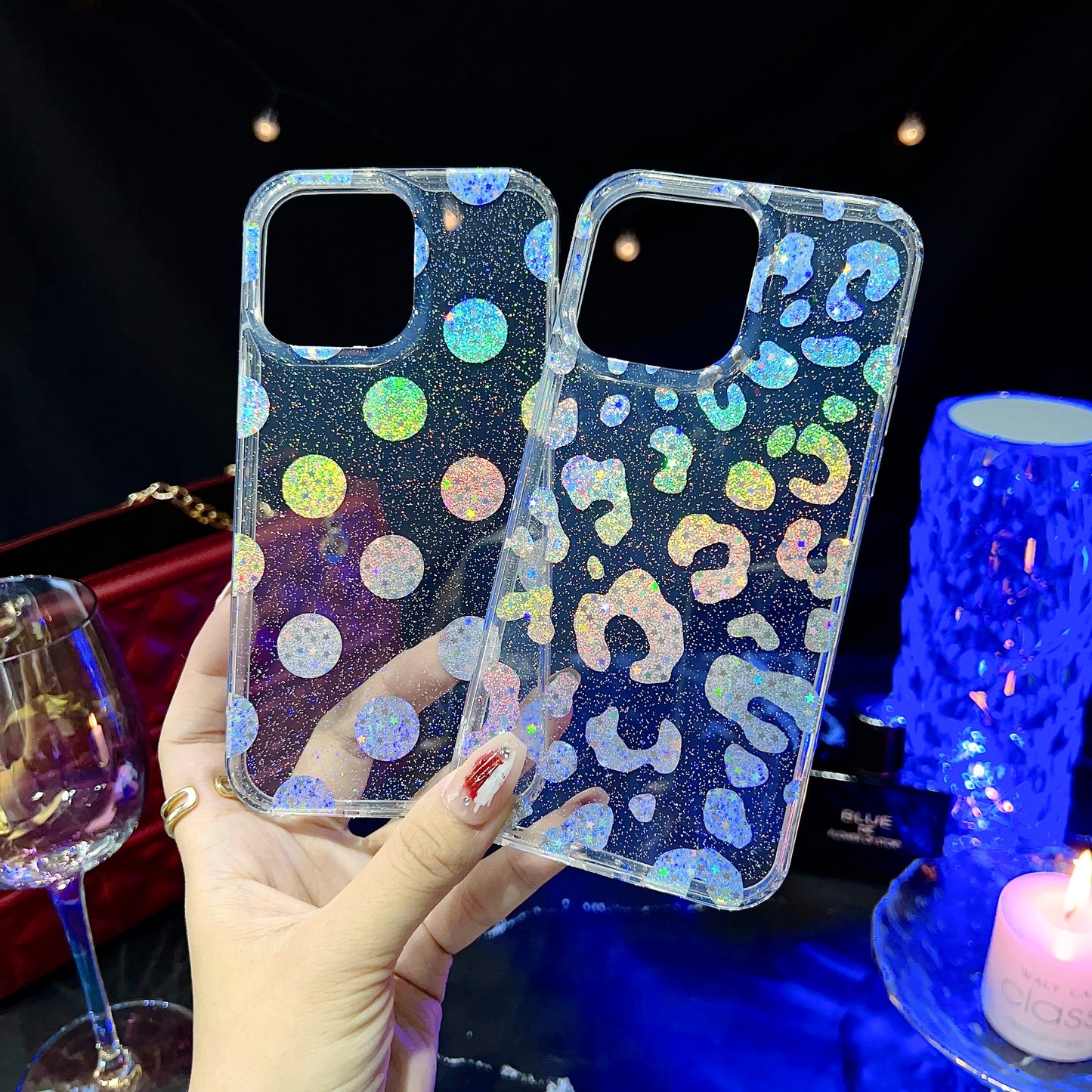 For iPhone 14 Pro Max PC+TPU Cell Phone Case Glitter Powder IMD Phone Cover