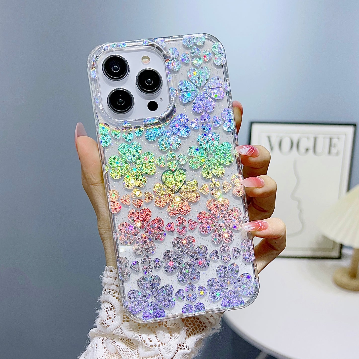 For iPhone 14 Pro Max PC+TPU Cell Phone Case Glitter Powder IMD Phone Cover
