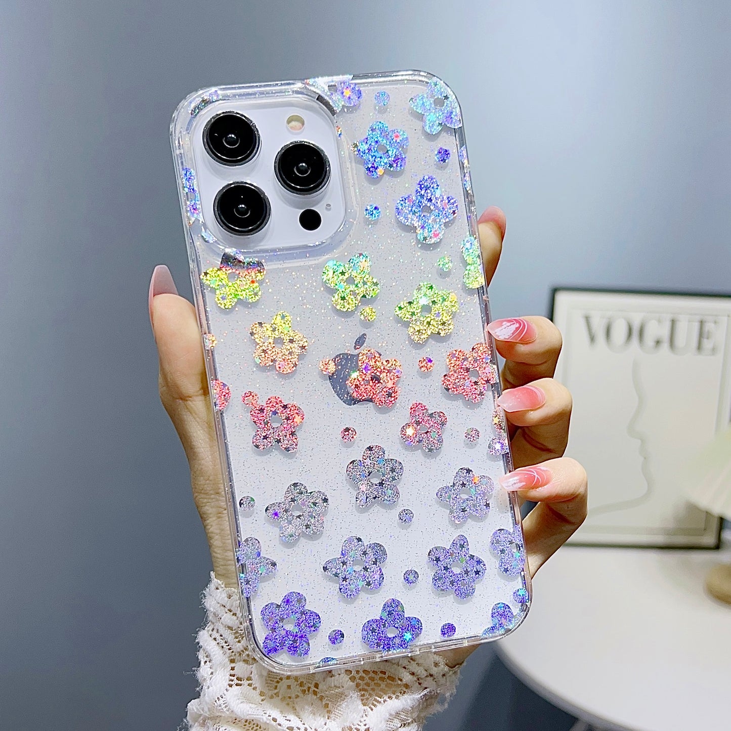 For iPhone 14 Pro Max PC+TPU Cell Phone Case Glitter Powder IMD Phone Cover