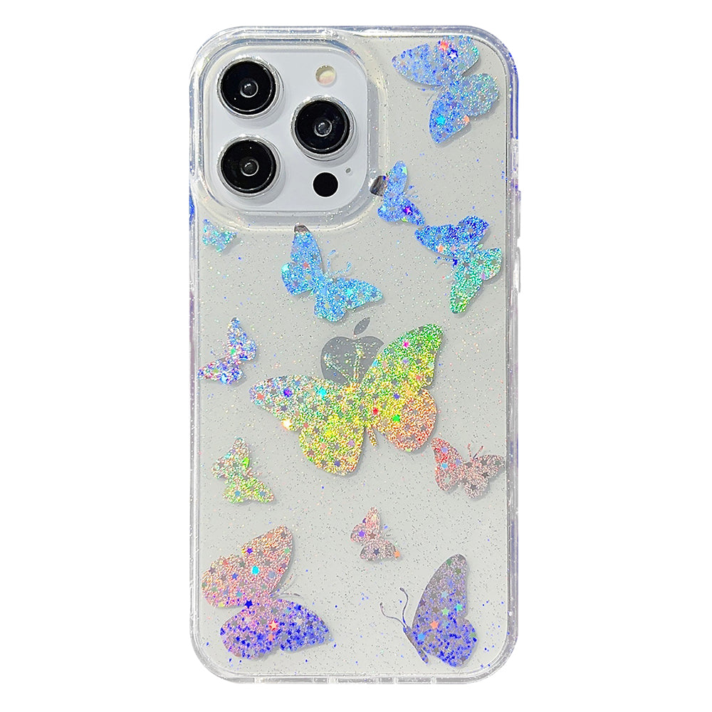 For iPhone 14 Pro IMD Phone Case PC+TPU Glitter Powder Protective Phone Cover