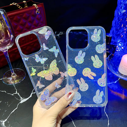 For iPhone 14 Pro IMD Phone Case PC+TPU Glitter Powder Protective Phone Cover