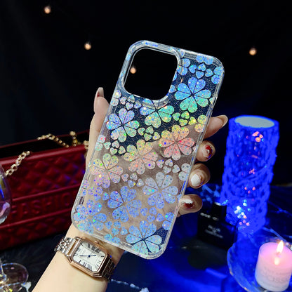 For iPhone 14 Pro IMD Phone Case PC+TPU Glitter Powder Protective Phone Cover