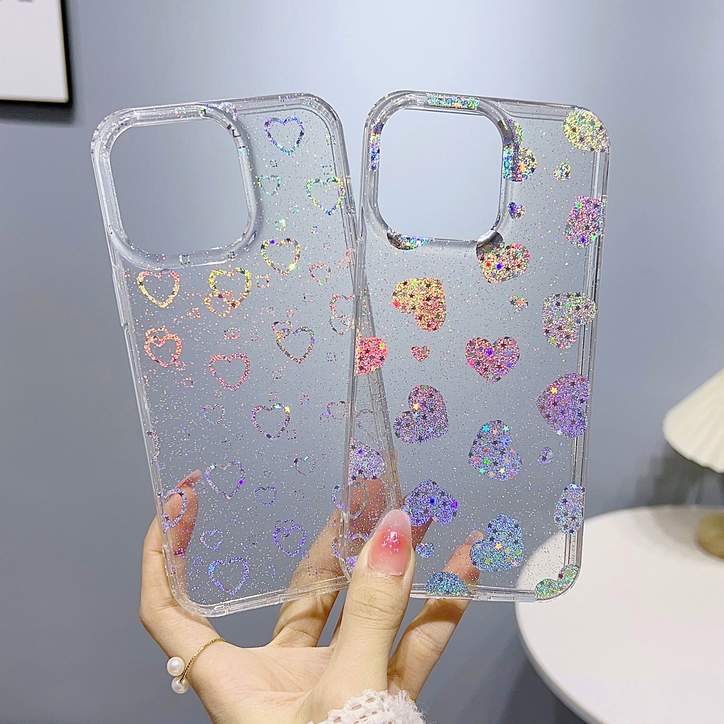 For iPhone 14 Pro IMD Phone Case PC+TPU Glitter Powder Protective Phone Cover