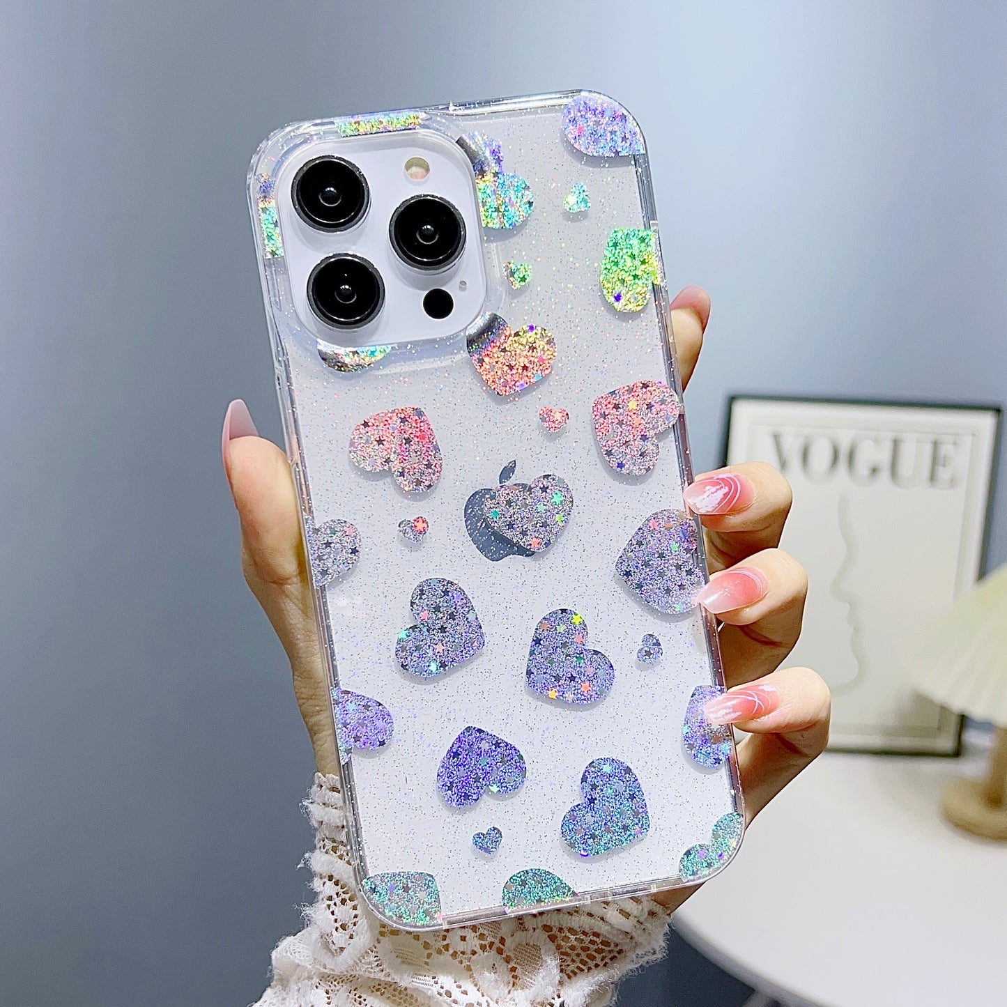 For iPhone 14 Pro IMD Phone Case PC+TPU Glitter Powder Protective Phone Cover