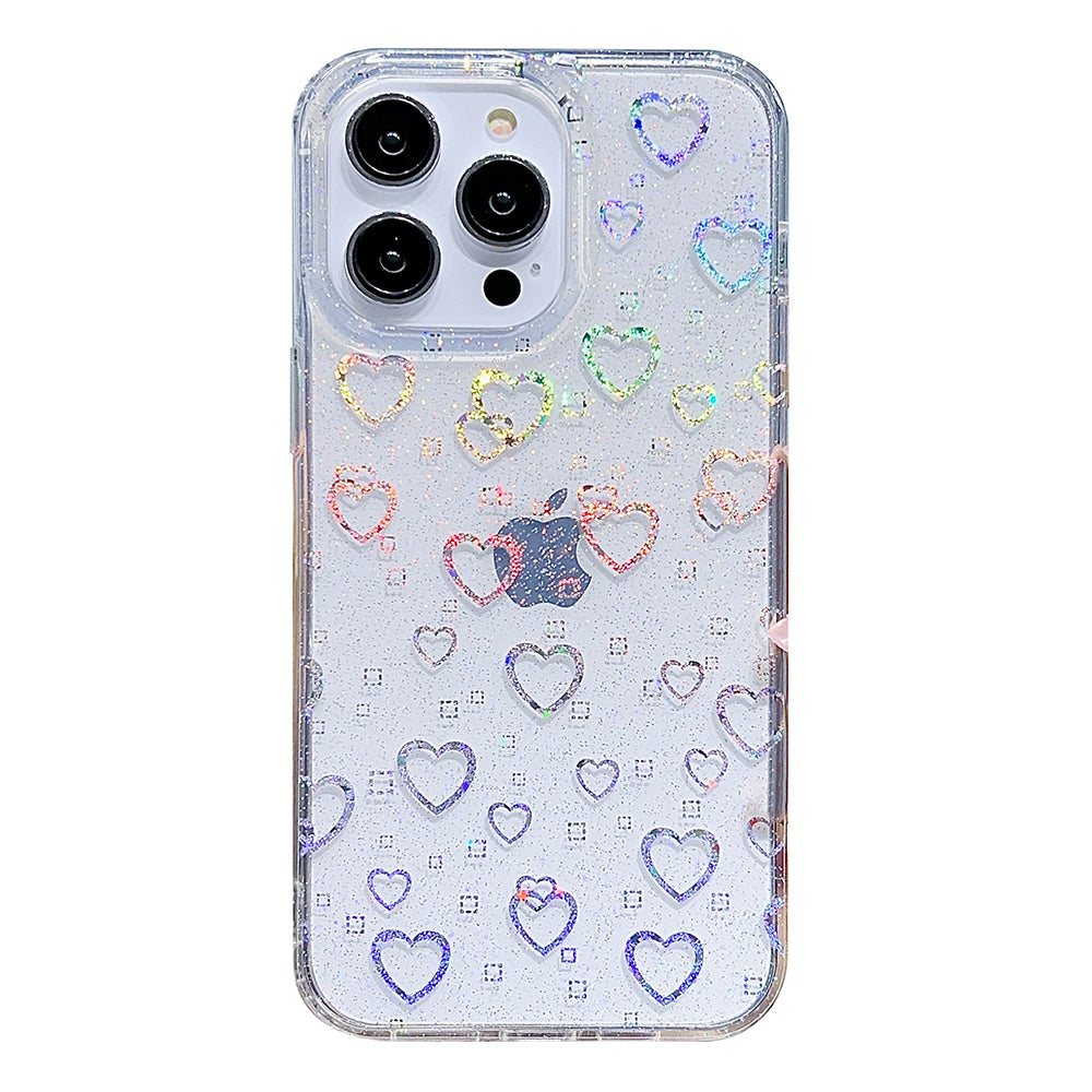 For iPhone 14 Pro IMD Phone Case PC+TPU Glitter Powder Protective Phone Cover