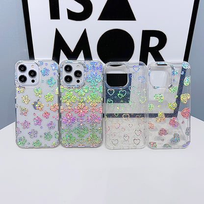 For iPhone 14 Pro IMD Phone Case PC+TPU Glitter Powder Protective Phone Cover