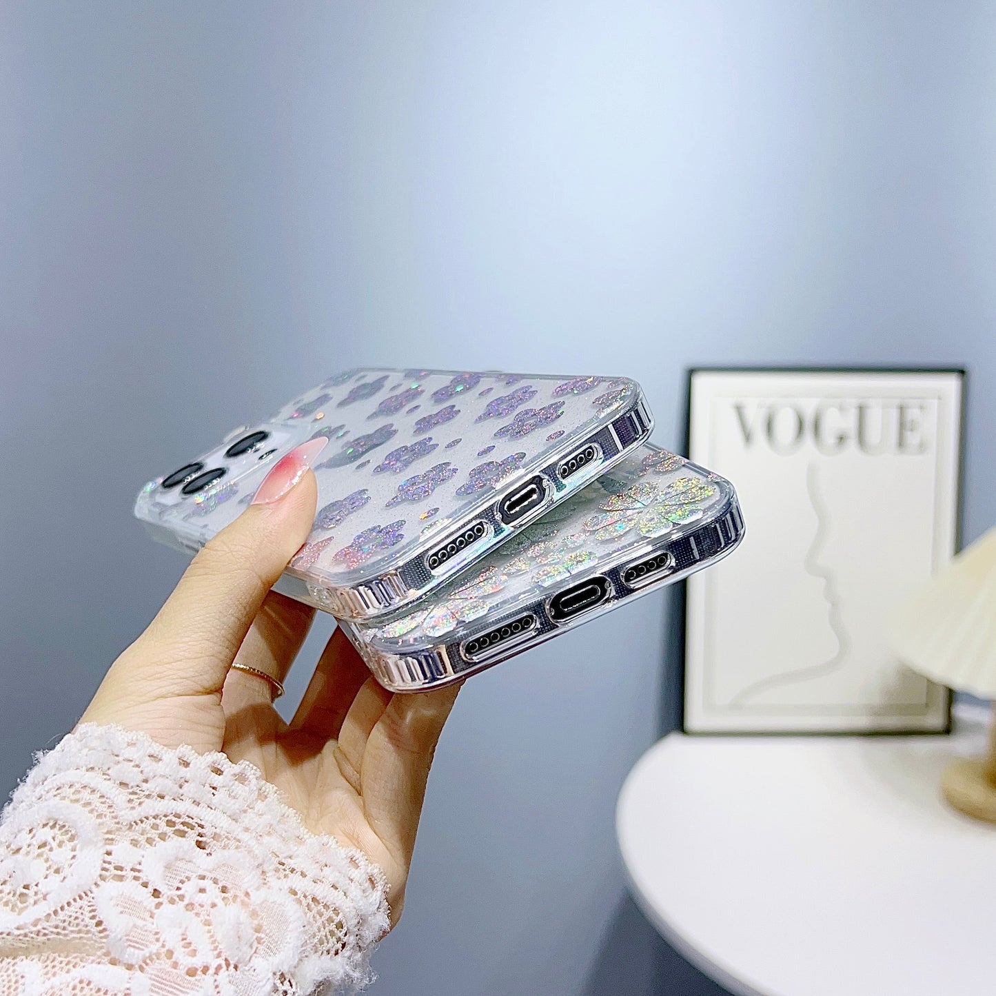 For iPhone 14 Pro IMD Phone Case PC+TPU Glitter Powder Protective Phone Cover