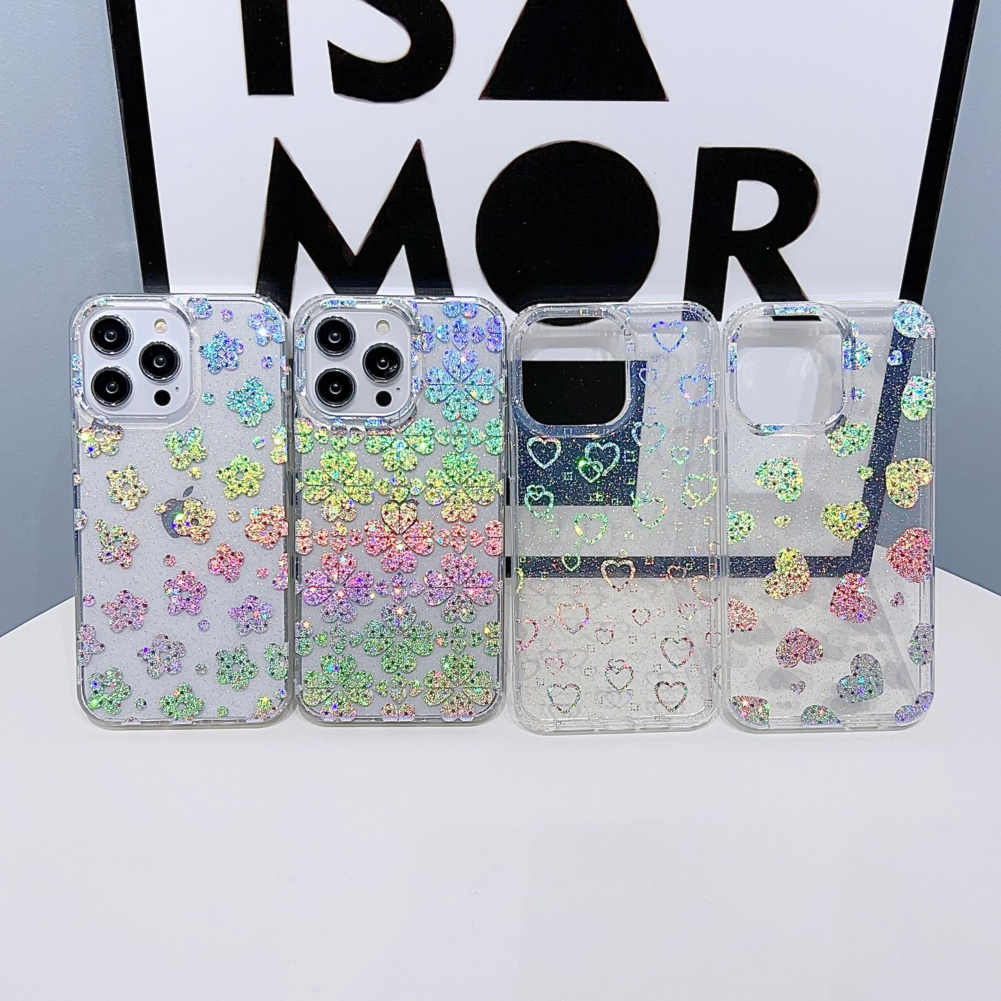 For iPhone 14 Pro IMD Phone Case PC+TPU Glitter Powder Protective Phone Cover