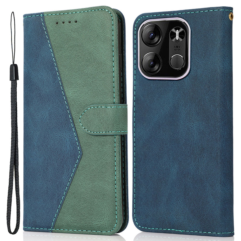 For Tecno Spark Go 2023 4G Splicing PU Leather Phone Case Anti-drop Stand Wallet Cover