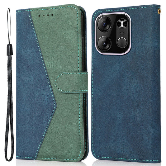 For Tecno Spark Go 2023 4G Splicing PU Leather Phone Case Anti-drop Stand Wallet Cover