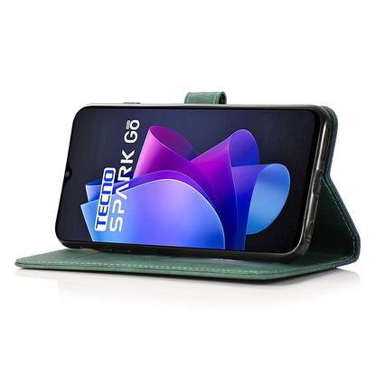 For Tecno Spark Go 2023 4G Splicing PU Leather Phone Case Anti-drop Stand Wallet Cover