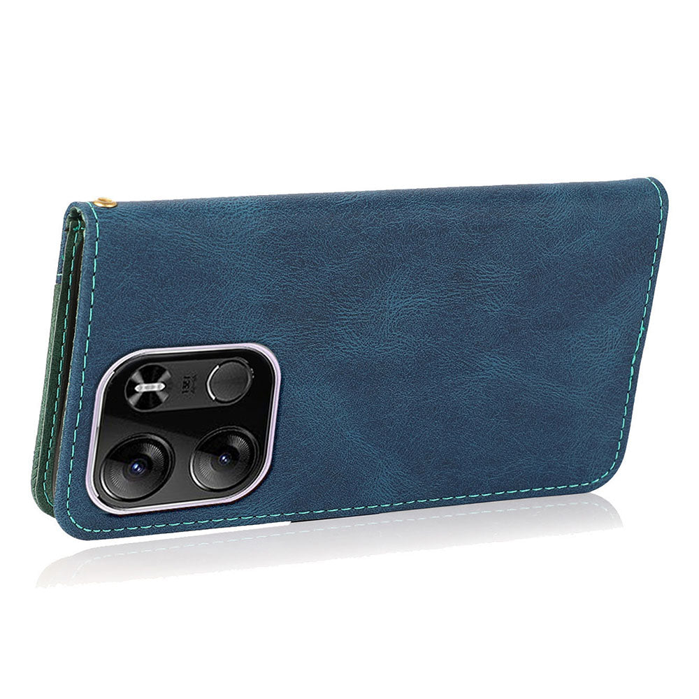 For Tecno Spark Go 2023 4G Splicing PU Leather Phone Case Anti-drop Stand Wallet Cover