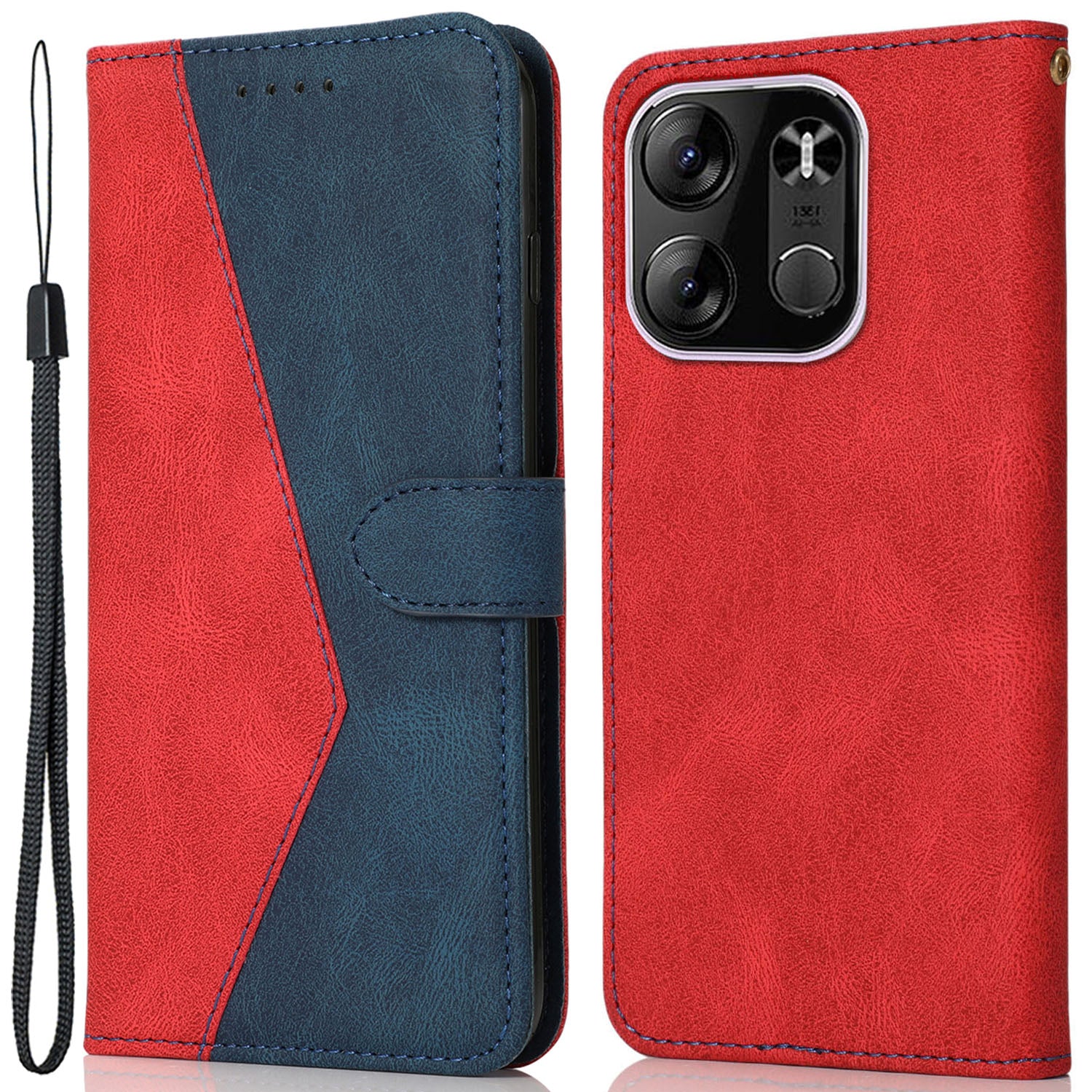 For Tecno Spark Go 2023 4G Splicing PU Leather Phone Case Anti-drop Stand Wallet Cover