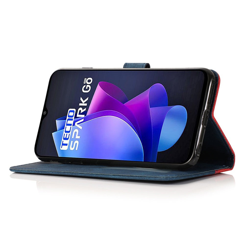 For Tecno Spark Go 2023 4G Splicing PU Leather Phone Case Anti-drop Stand Wallet Cover