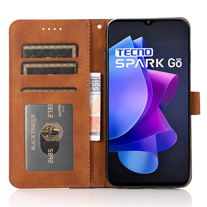 For Tecno Spark Go 2023 4G Splicing PU Leather Phone Case Anti-drop Stand Wallet Cover