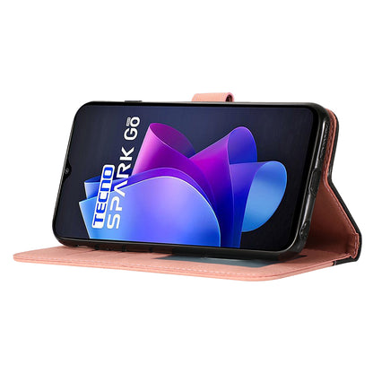For Tecno Spark Go 2023 4G Splicing PU Leather Phone Case Anti-drop Stand Wallet Cover