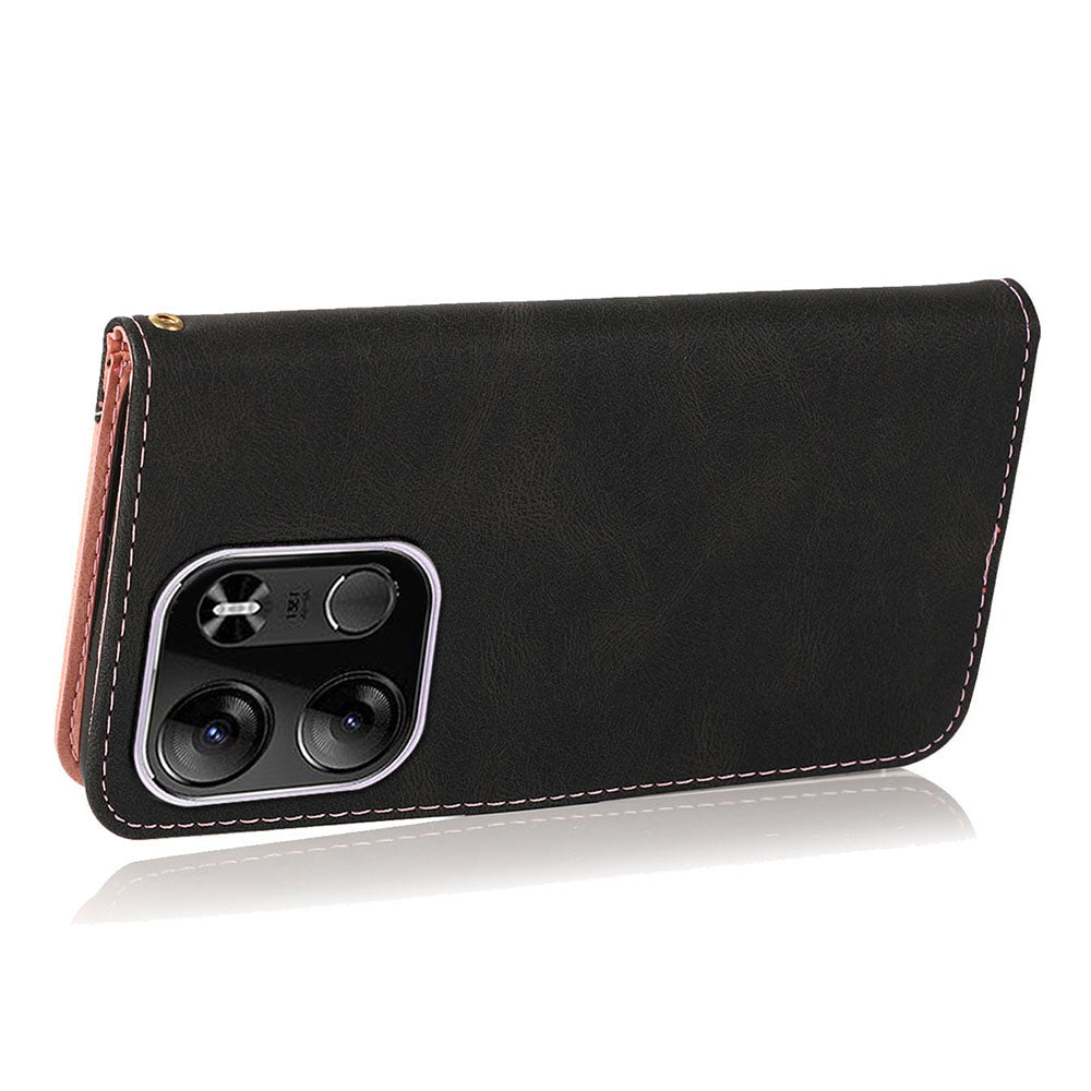 For Tecno Spark Go 2023 4G Splicing PU Leather Phone Case Anti-drop Stand Wallet Cover