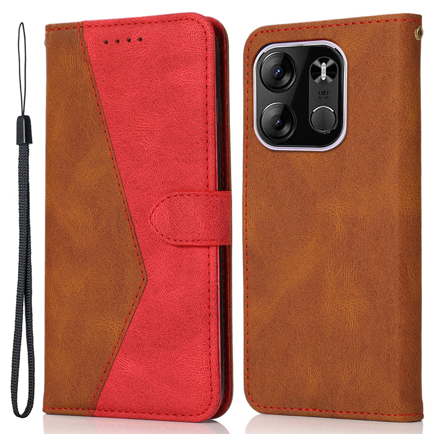 For Tecno Spark Go 2023 4G Splicing PU Leather Phone Case Anti-drop Stand Wallet Cover