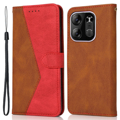 For Tecno Spark Go 2023 4G Splicing PU Leather Phone Case Anti-drop Stand Wallet Cover