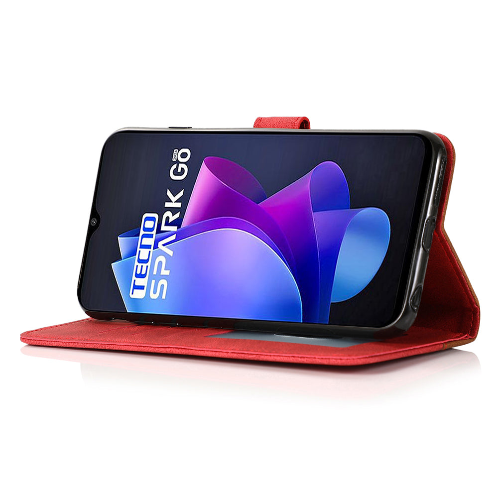 For Tecno Spark Go 2023 4G Splicing PU Leather Phone Case Anti-drop Stand Wallet Cover