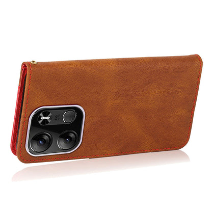 For Tecno Spark Go 2023 4G Splicing PU Leather Phone Case Anti-drop Stand Wallet Cover