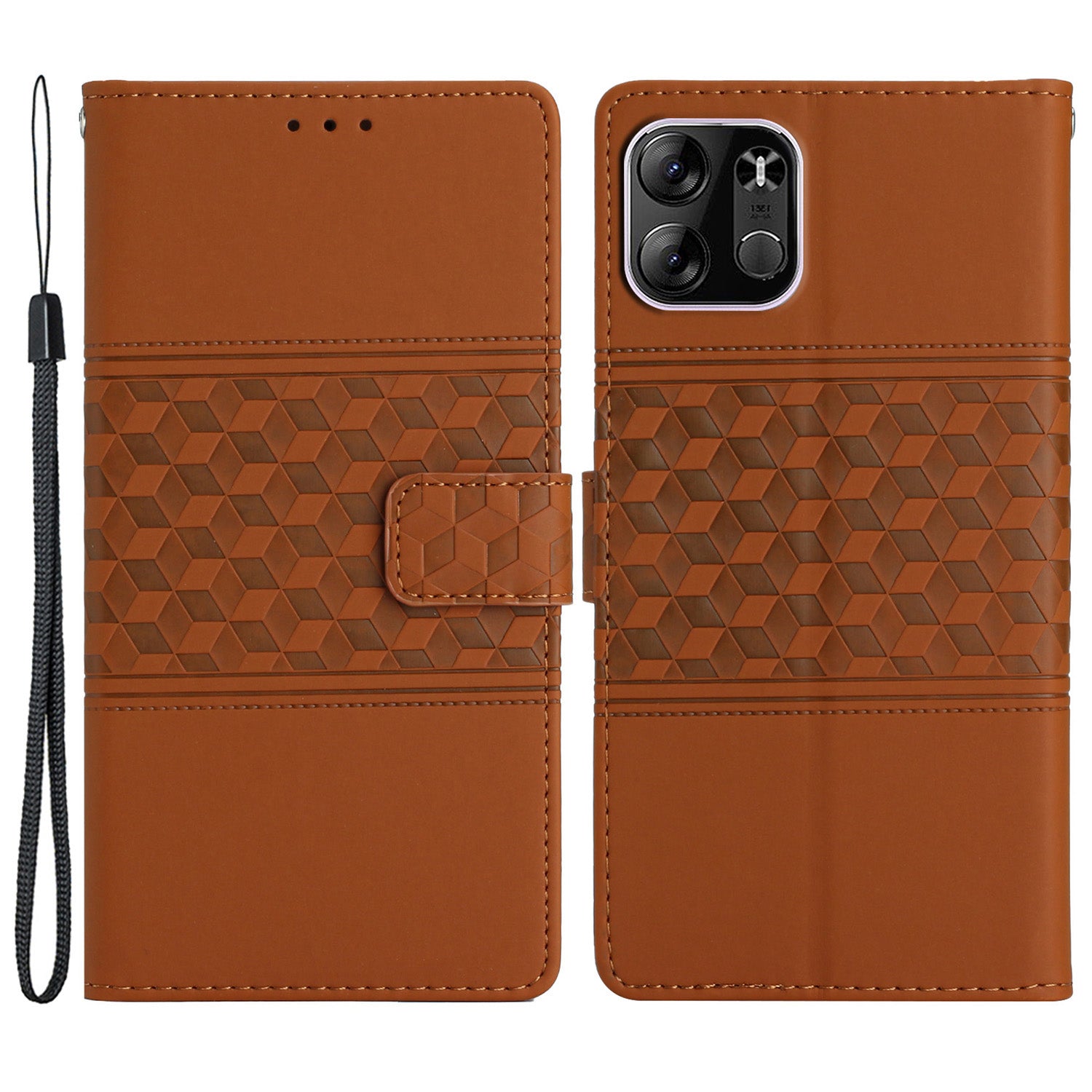 For Tecno Spark Go 2023 4G PU Leather Phone Case Imprinted Rhombus Stand Wallet Cover