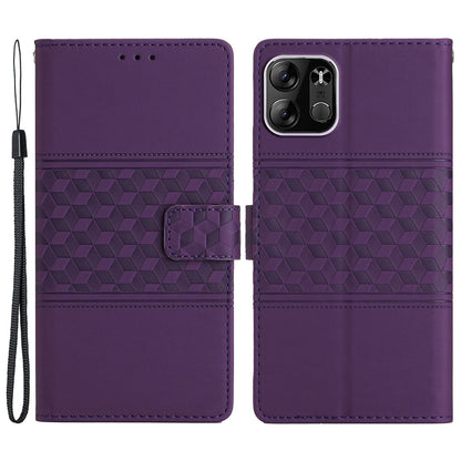For Tecno Spark Go 2023 4G PU Leather Phone Case Imprinted Rhombus Stand Wallet Cover