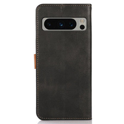 KHAZNEH Phone Leather Cover for Google Pixel 8 Pro Gold Button Magnetic Case with Stand Wallet