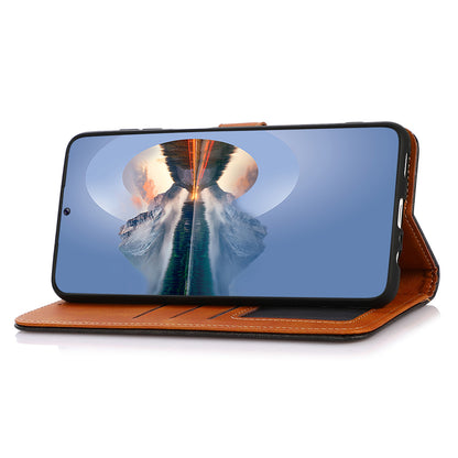 KHAZNEH Phone Leather Cover for Google Pixel 8 Pro Gold Button Magnetic Case with Stand Wallet