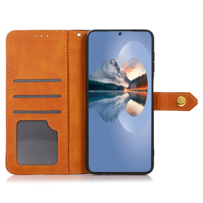 KHAZNEH Phone Leather Cover for Google Pixel 8 Pro Gold Button Magnetic Case with Stand Wallet