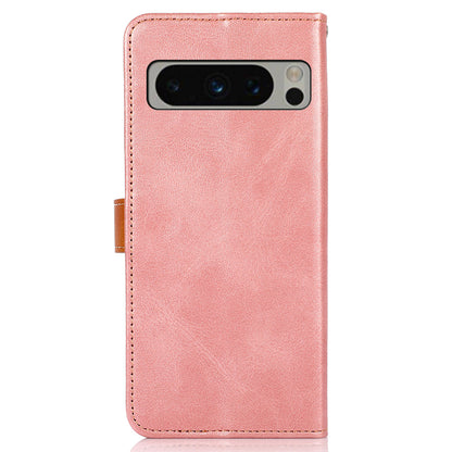 KHAZNEH Phone Leather Cover for Google Pixel 8 Pro Gold Button Magnetic Case with Stand Wallet