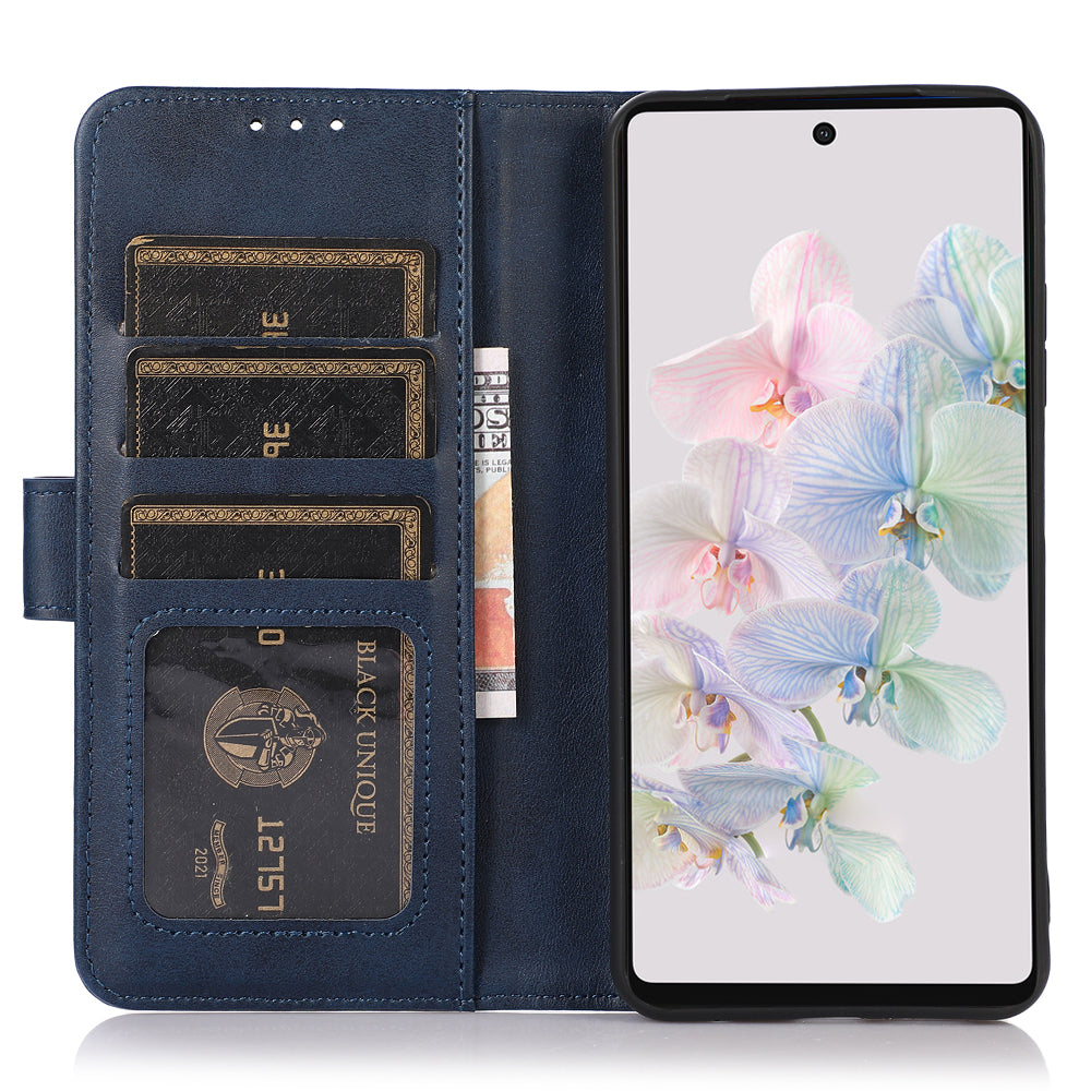 PU Leather Phone Case for Google Pixel 8 , Cowhide Texture Protective Cover with Stand Wallet