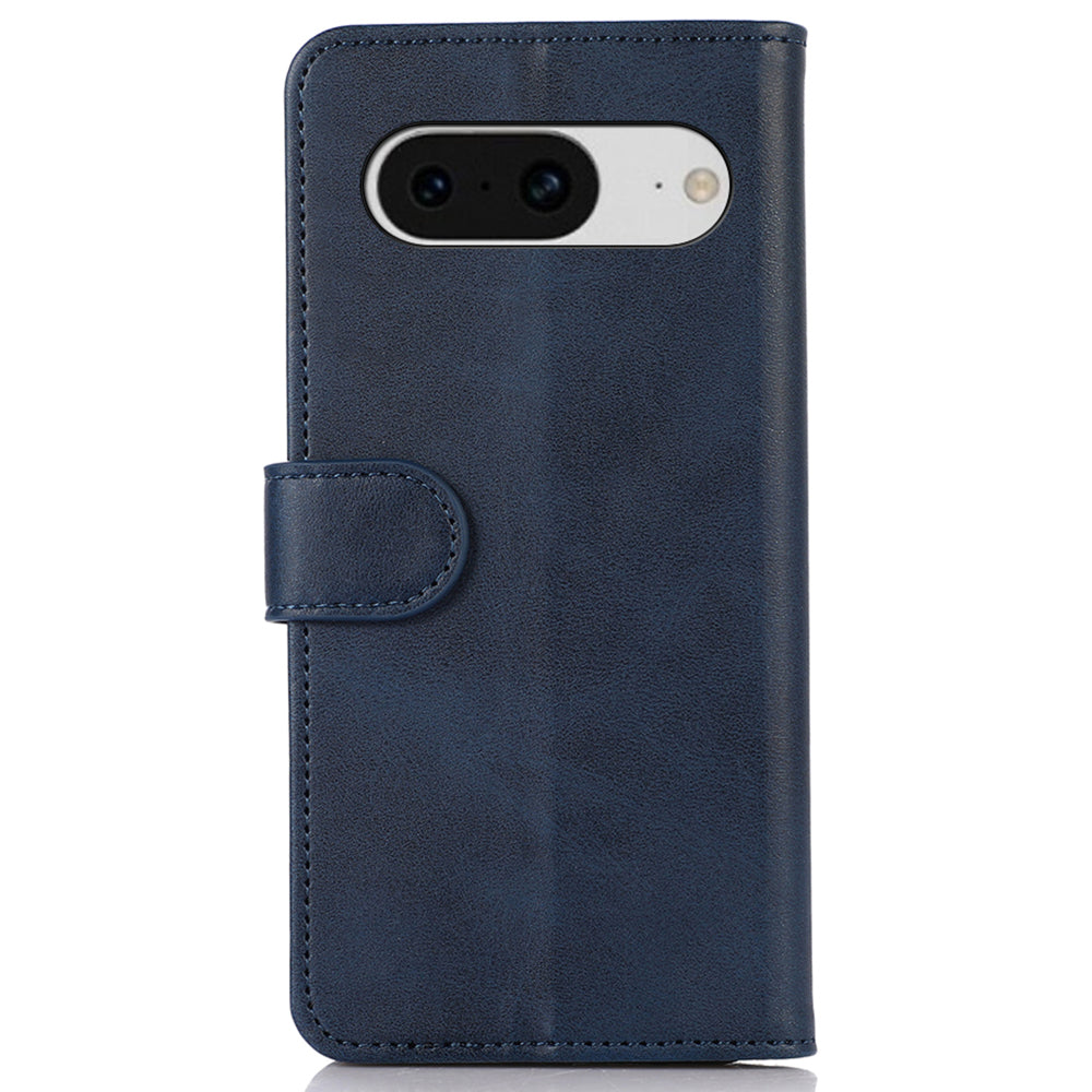 PU Leather Phone Case for Google Pixel 8 , Cowhide Texture Protective Cover with Stand Wallet