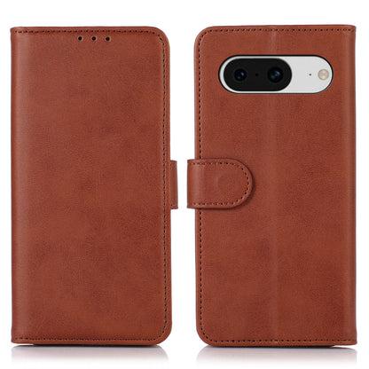 PU Leather Phone Case for Google Pixel 8 , Cowhide Texture Protective Cover with Stand Wallet