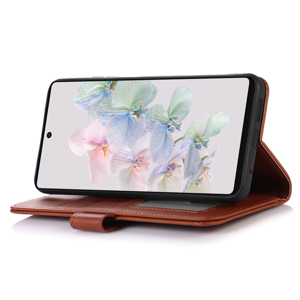 PU Leather Phone Case for Google Pixel 8 , Cowhide Texture Protective Cover with Stand Wallet