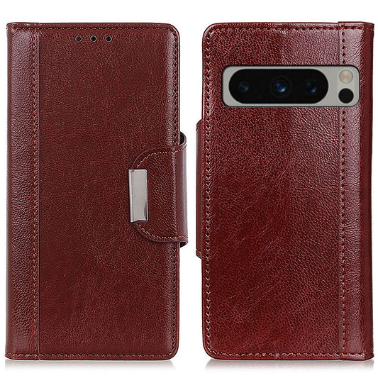 Wallet Case for Google Pixel 8 Pro , Anti-scratch PU Leather Cowhide Texture Stand Phone Cover
