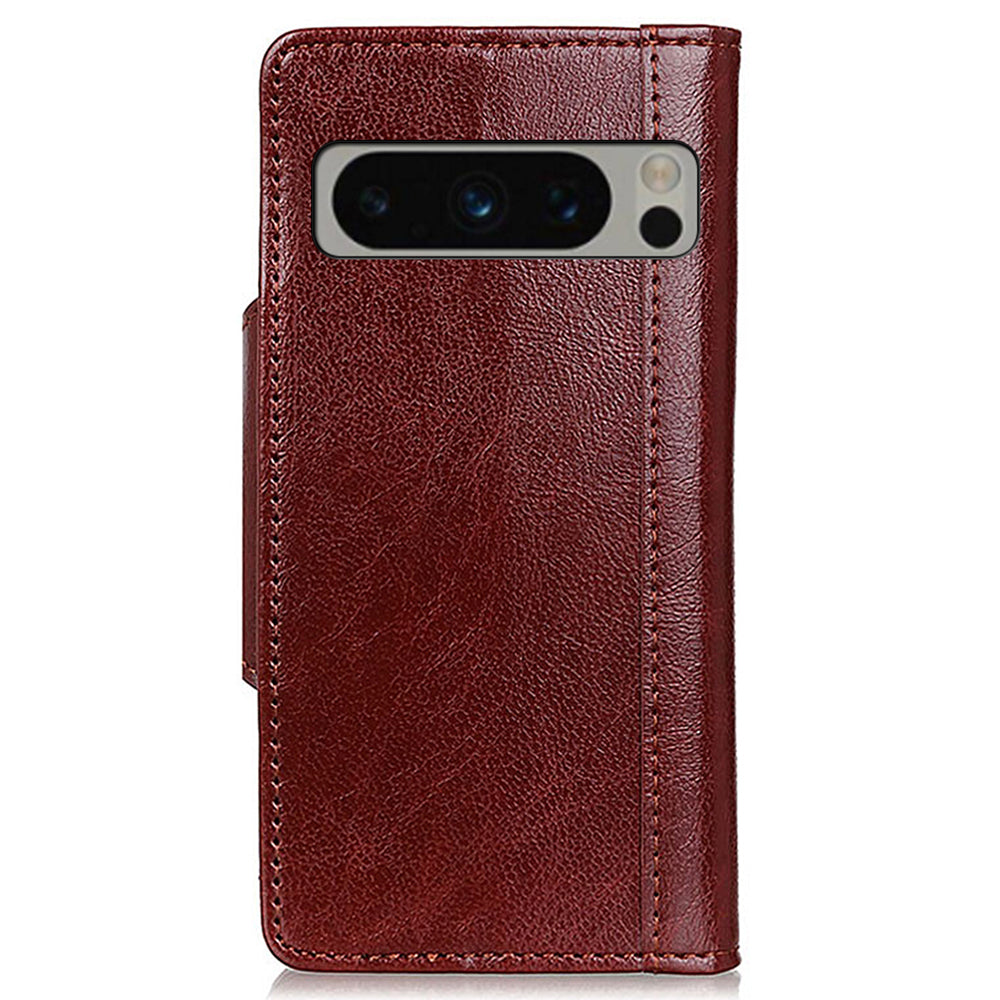 Wallet Case for Google Pixel 8 Pro , Anti-scratch PU Leather Cowhide Texture Stand Phone Cover