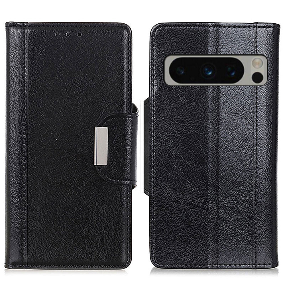 Wallet Case for Google Pixel 8 Pro , Anti-scratch PU Leather Cowhide Texture Stand Phone Cover