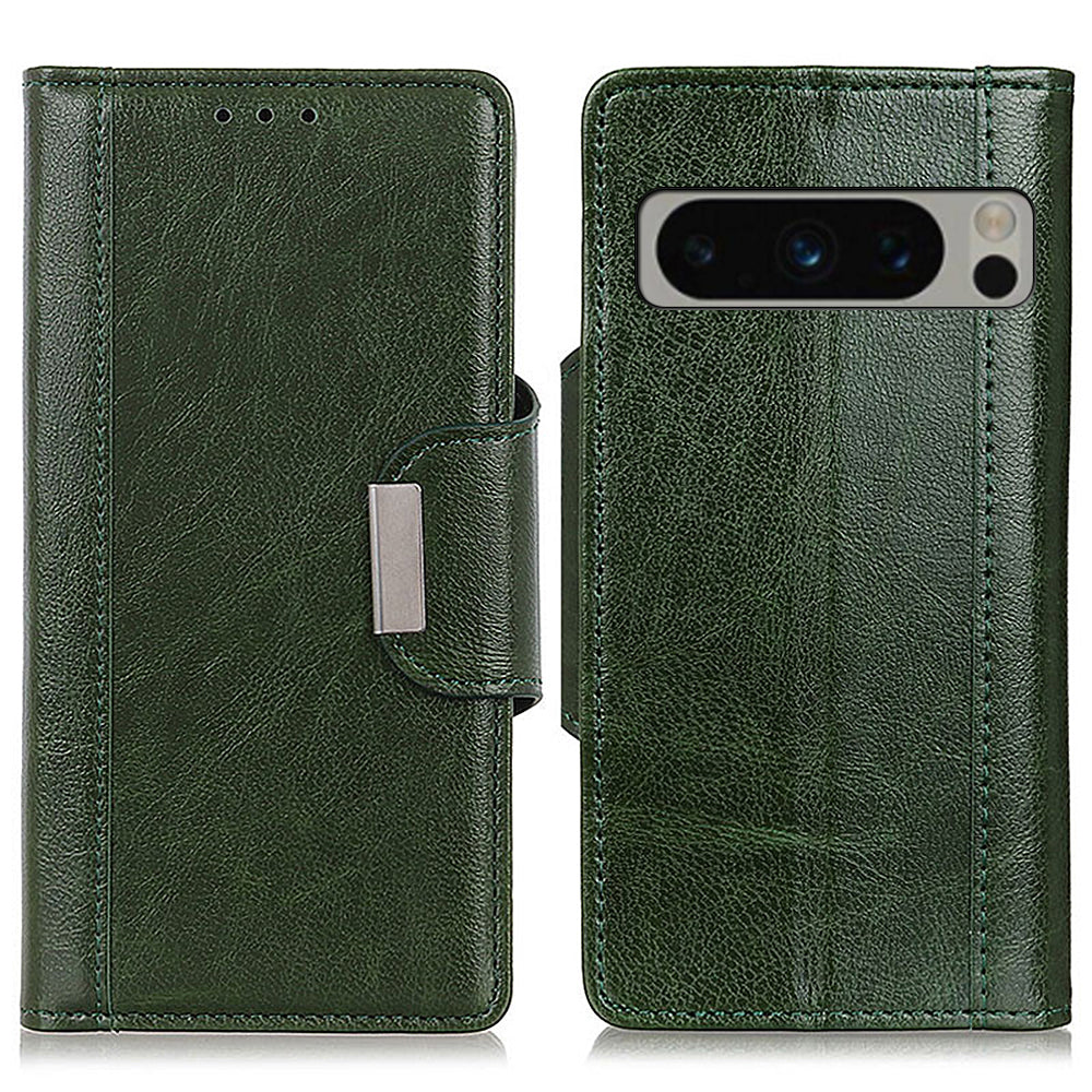 Wallet Case for Google Pixel 8 Pro , Anti-scratch PU Leather Cowhide Texture Stand Phone Cover
