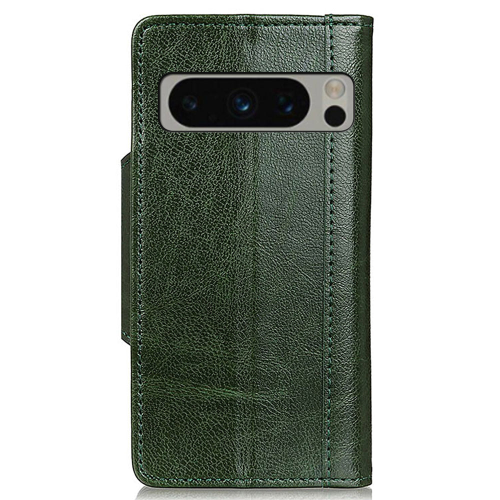 Wallet Case for Google Pixel 8 Pro , Anti-scratch PU Leather Cowhide Texture Stand Phone Cover