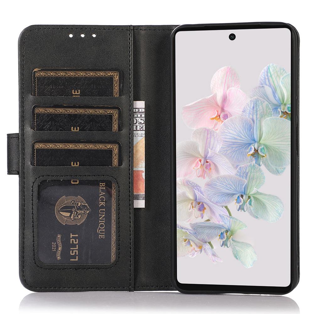 PU Leather Phone Case for Google Pixel 8 Pro , Cowhide Texture Cellphone Cover with Stand Wallet