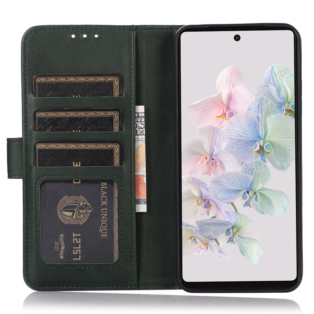 PU Leather Phone Case for Google Pixel 8 Pro , Cowhide Texture Cellphone Cover with Stand Wallet