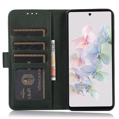 PU Leather Phone Case for Google Pixel 8 Pro , Cowhide Texture Cellphone Cover with Stand Wallet