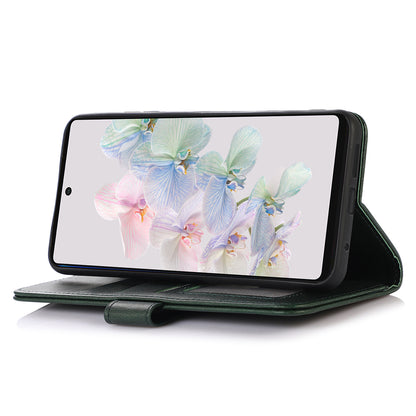 PU Leather Phone Case for Google Pixel 8 Pro , Cowhide Texture Cellphone Cover with Stand Wallet